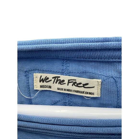 We The Free Top Oversized Puff Sleeve Cropped Pullover Sz Medium Blue - Picture 8 of 12